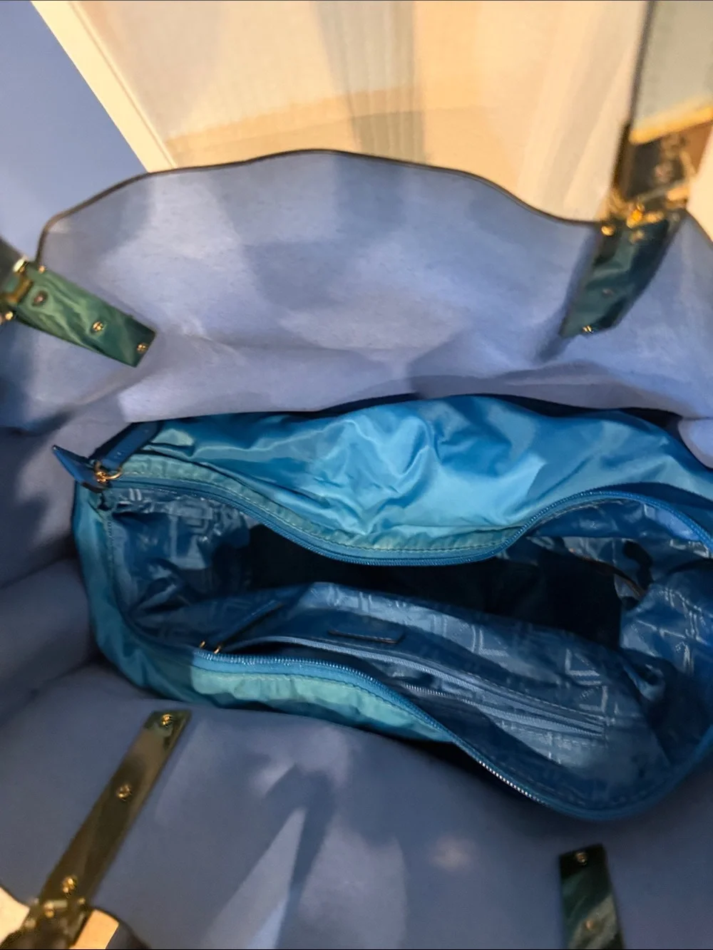 Lodis Pale Blue Tote with Gold Hardware
